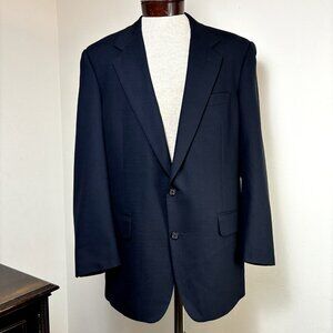 VTG Burberrys Men's Blazer Navy Blue Super‎ 100's Wool Suit Jacket MINT